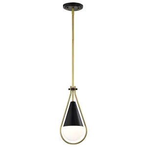 Admiral 10 in. Pendant Light Matte Black and Natural Brass Finish