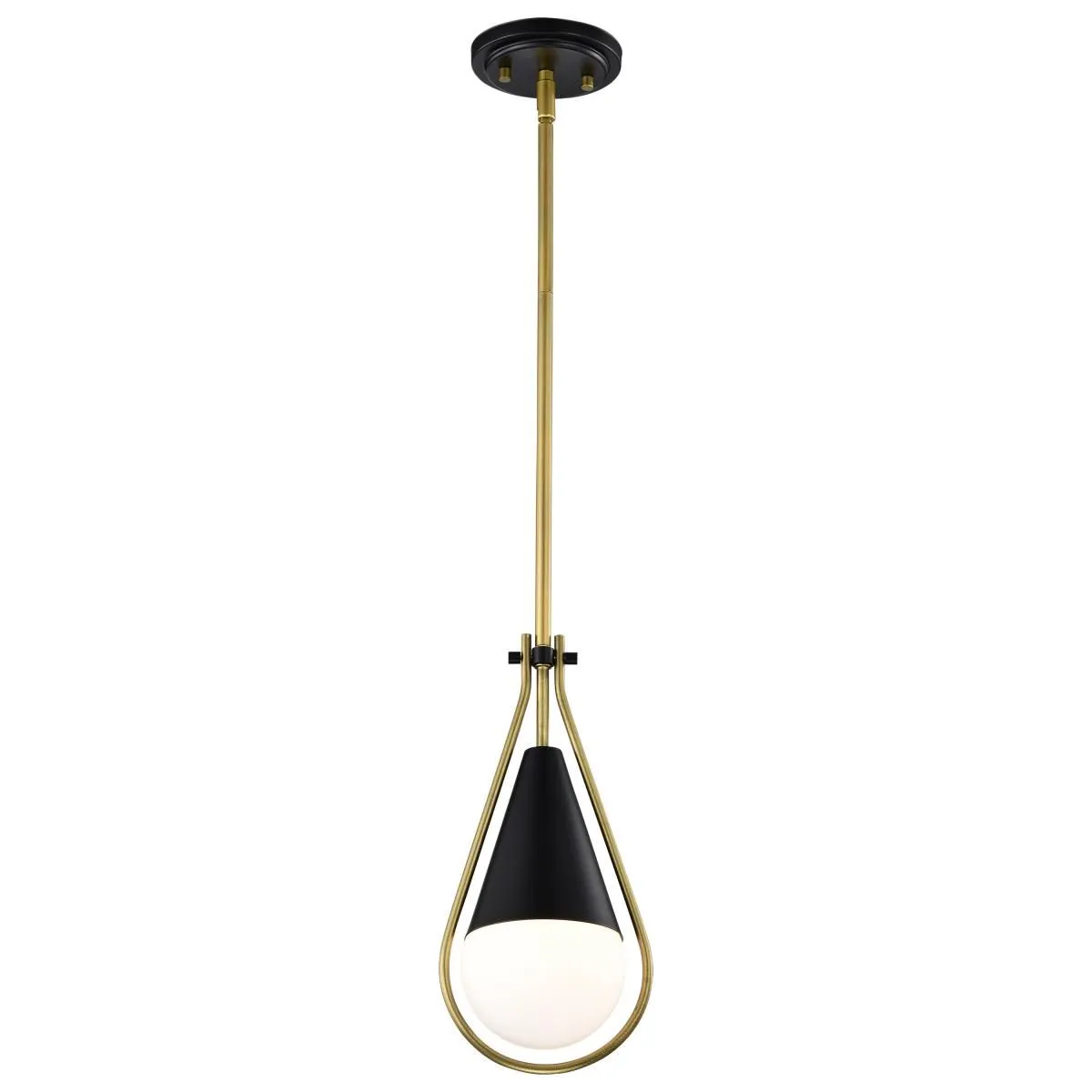 Admiral 10 in. Pendant Light Matte Black and Natural Brass Finish