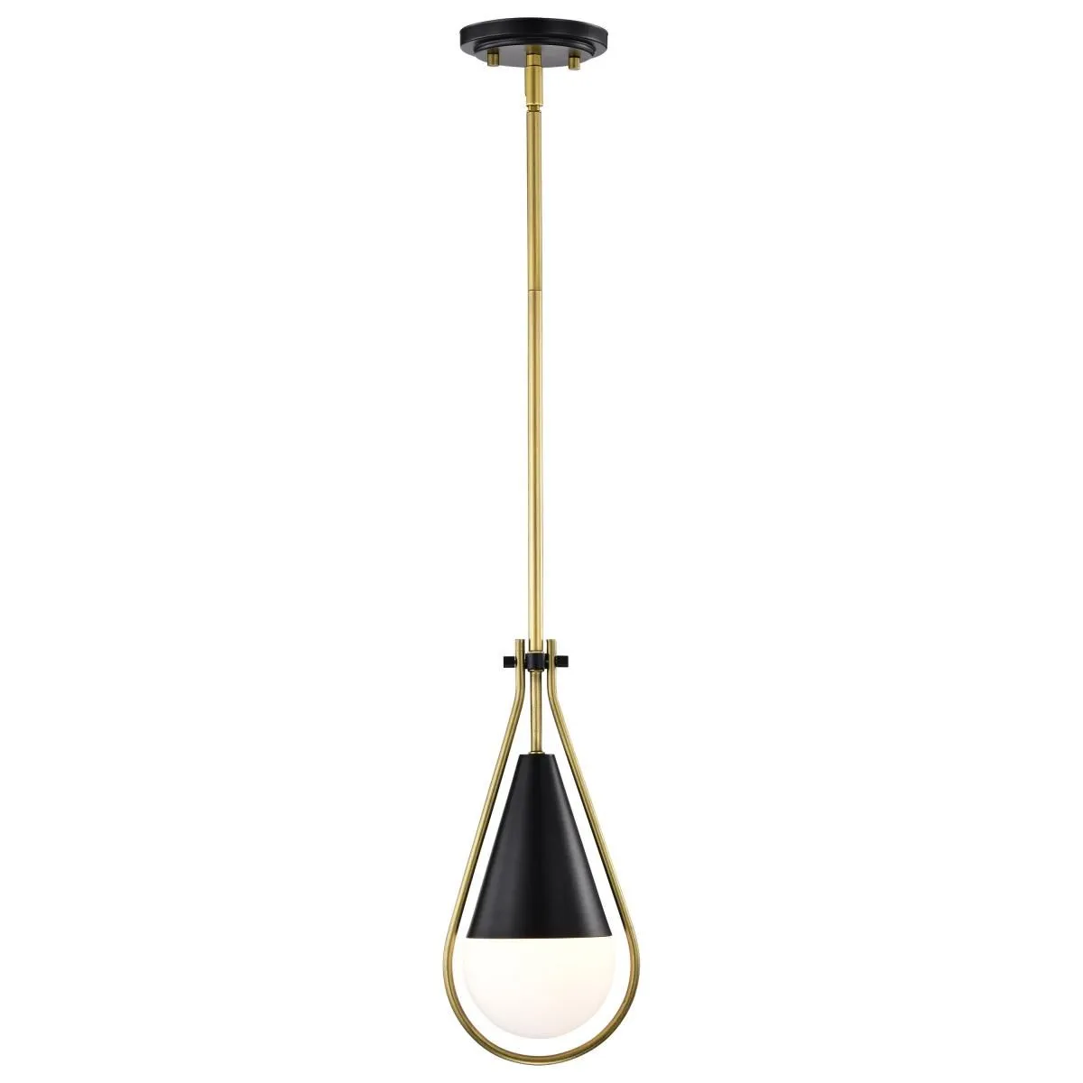 Admiral 10 in. Pendant Light Matte Black and Natural Brass Finish