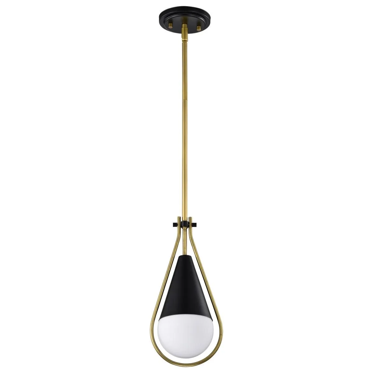 Admiral 10 in. Pendant Light Matte Black and Natural Brass Finish