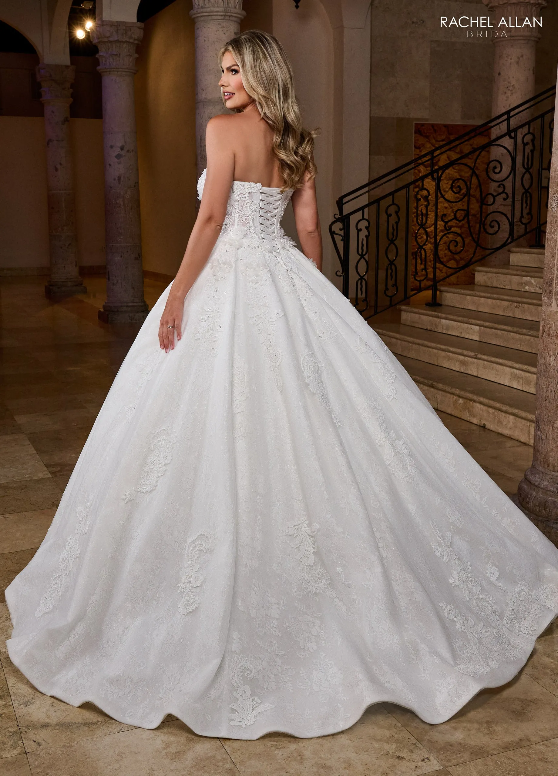 Applique Strapless Bridal Gown by Rachel Allan RB6168