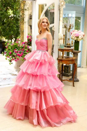 Ava Presley 29546 Long Layered Prom Dress Pageant Ballgown Formal Strapless A Line Crystals