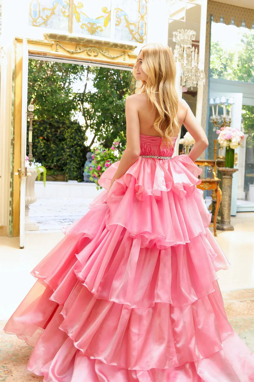 Ava Presley 29546 Long Layered Prom Dress Pageant Ballgown Formal Strapless A Line Crystals