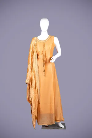 Badami Silk Gown with Crystal Work