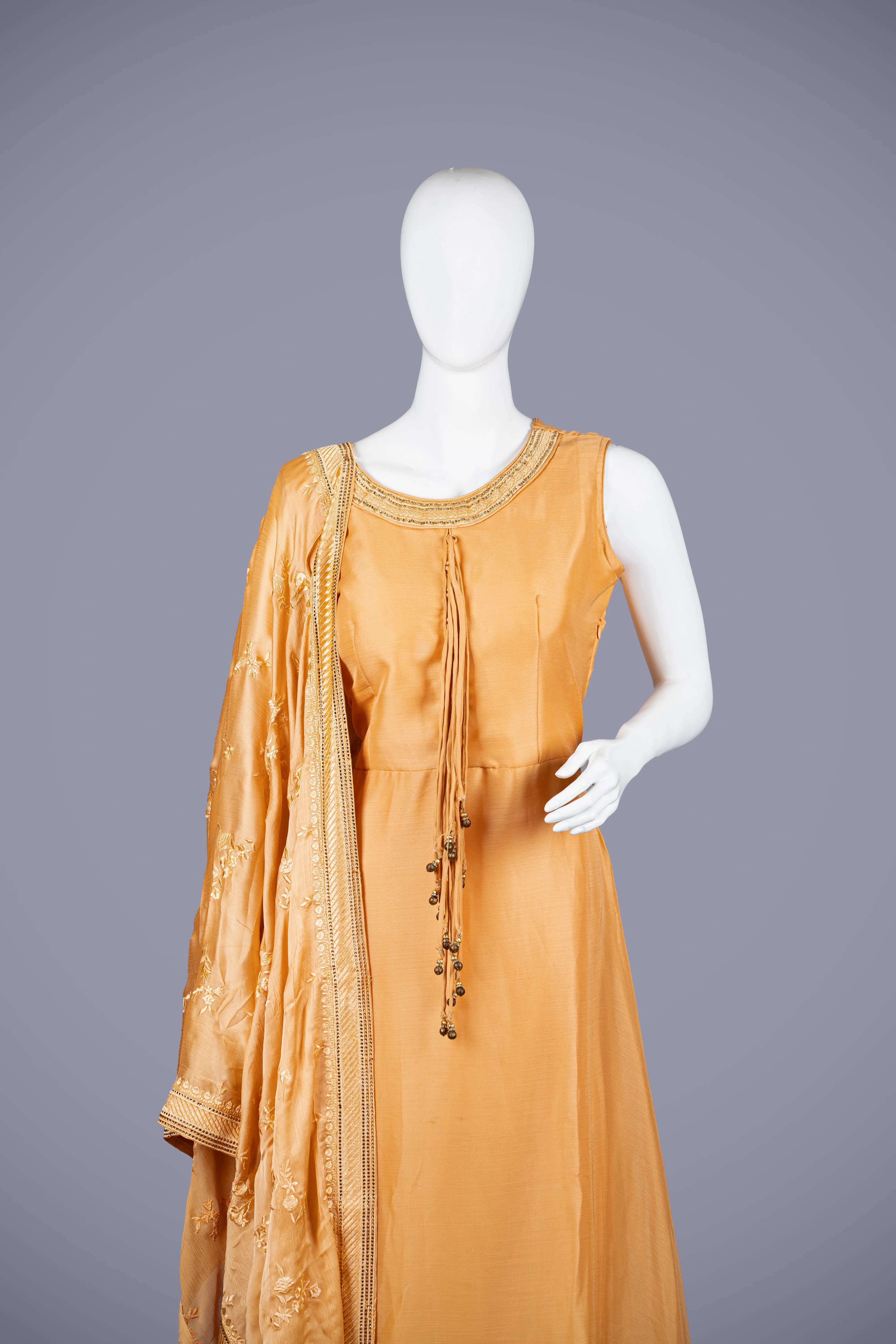 Badami Silk Gown with Crystal Work