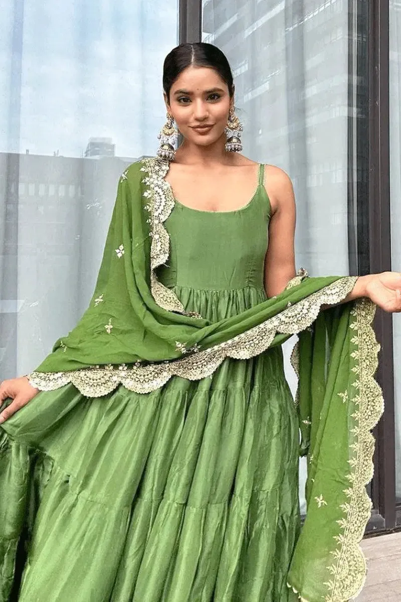 Beautiful Ruffle Gown For Diwali 2023