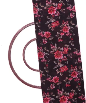 Black Colour Floral Print Chiffon Fabric