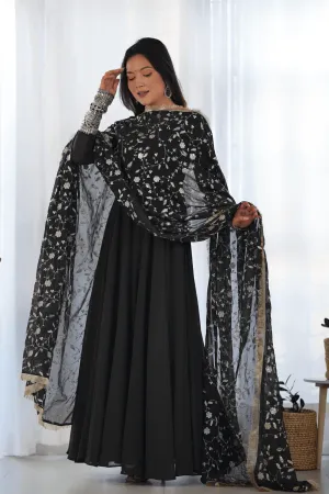 Black Sequin Embroidered Anarkali Suit