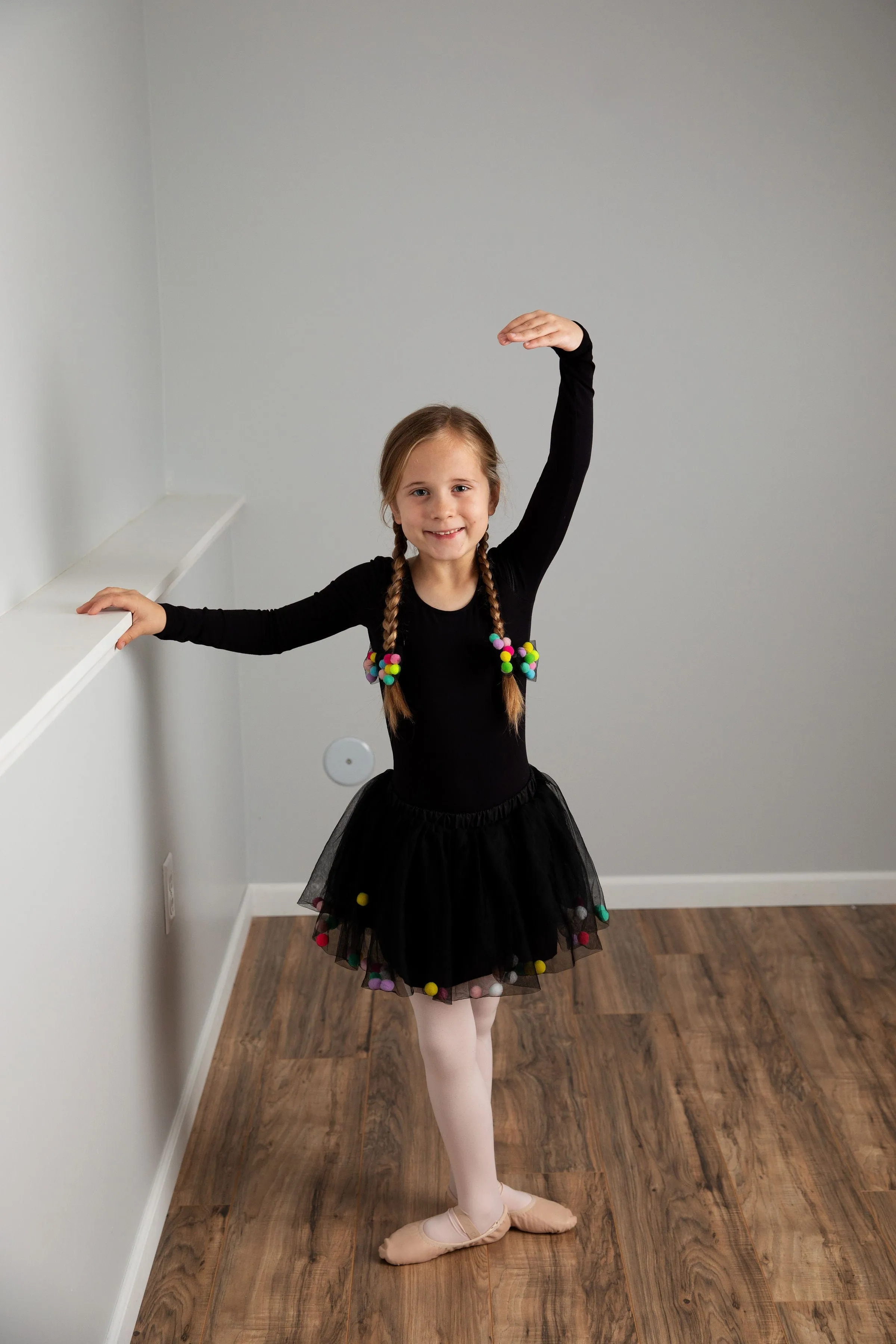 Black Tutu For Girls | Pom Pom Tutu and Bow Hair Tie | 2Pcs Set