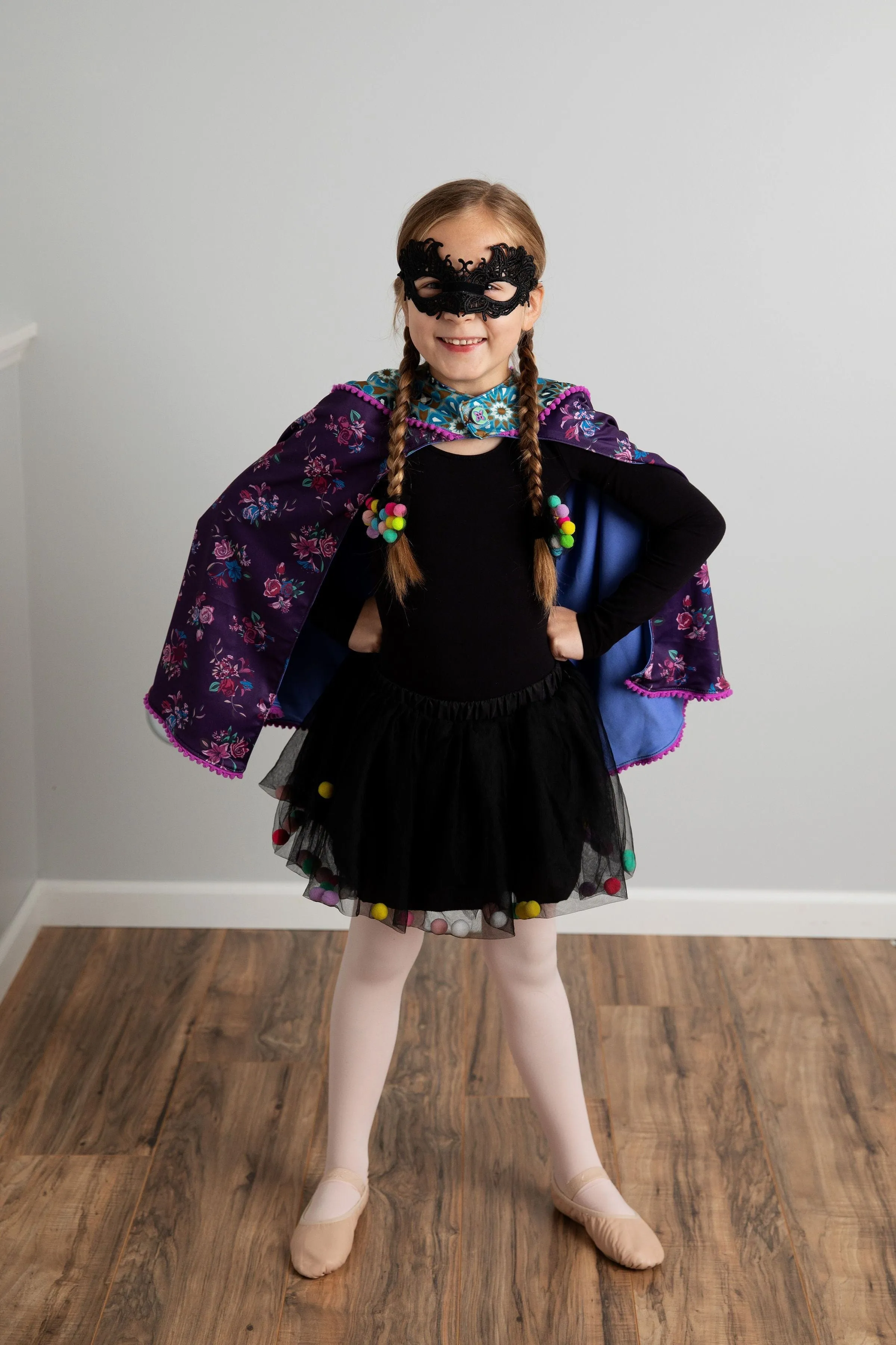 Black Tutu For Girls With Pom Poms and Bow Hair Tie | 2Pcs Set | Halloween Tutu For Girls