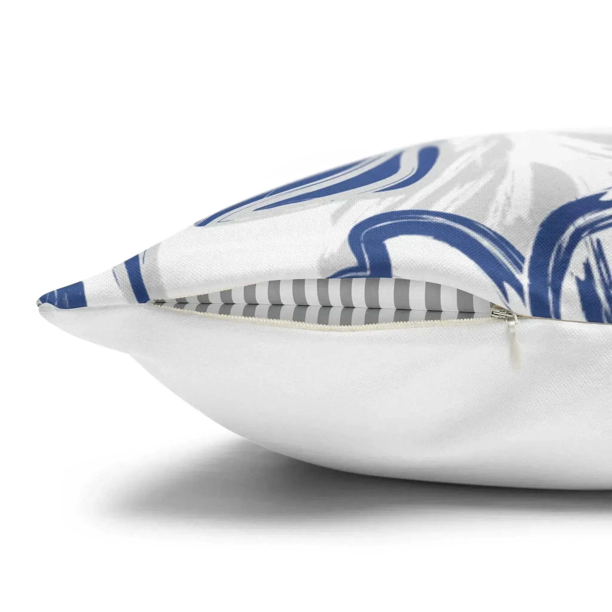 Blue Floral Brush Spun Polyester Square Pillowcase