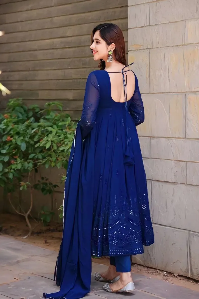Blue Gown With Dupatta for Raksha Bandhan