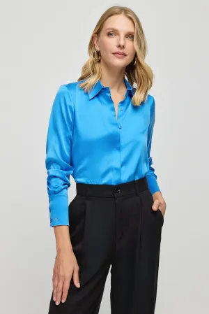 Blue Pure Silk Audrey Women's Shirt