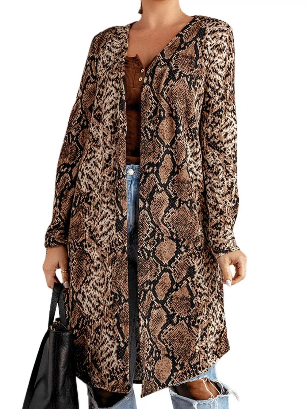 Brown and Black Snakeskin Cardigan