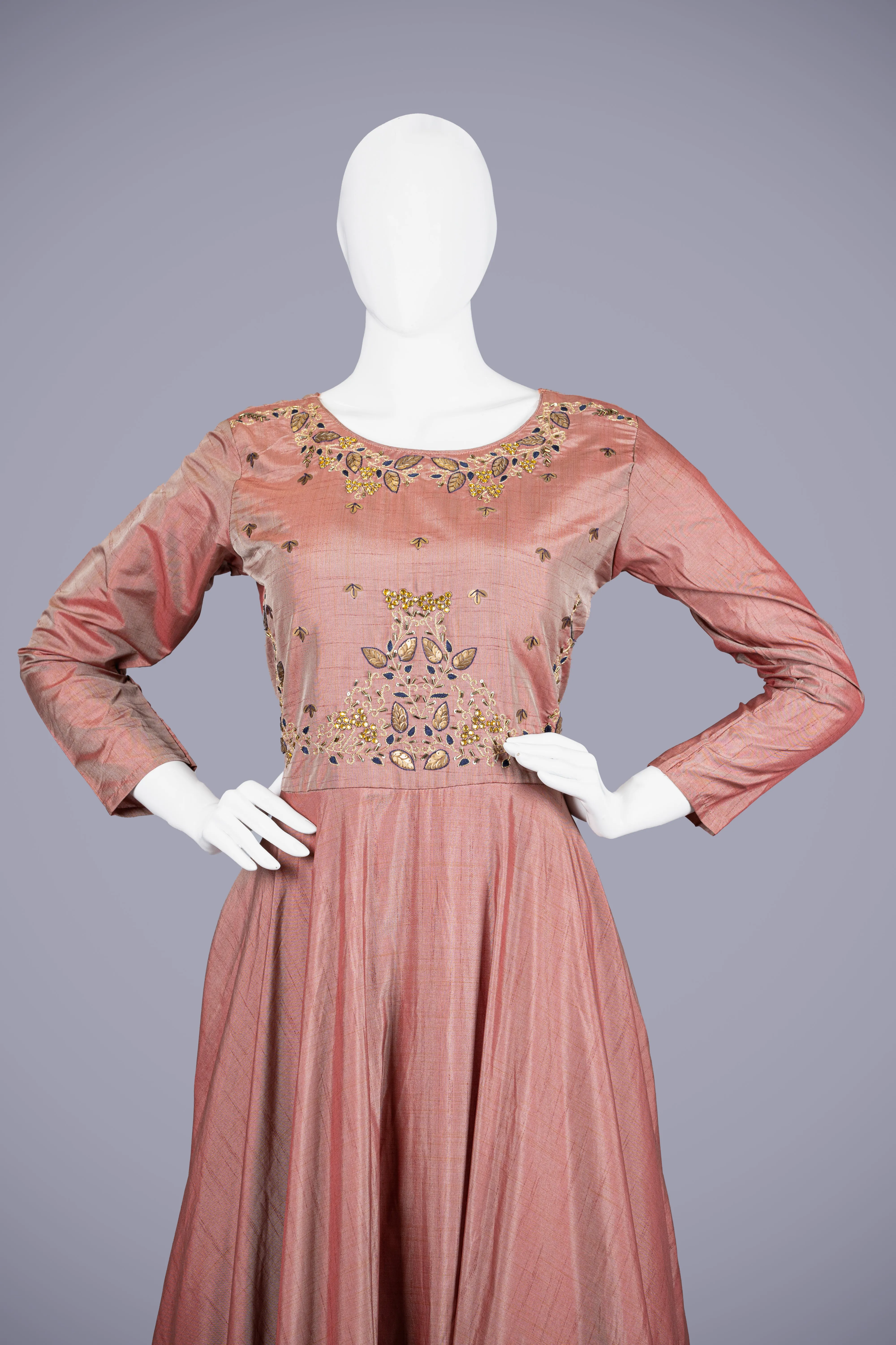 Brown Cutdana & Pati Work Gown