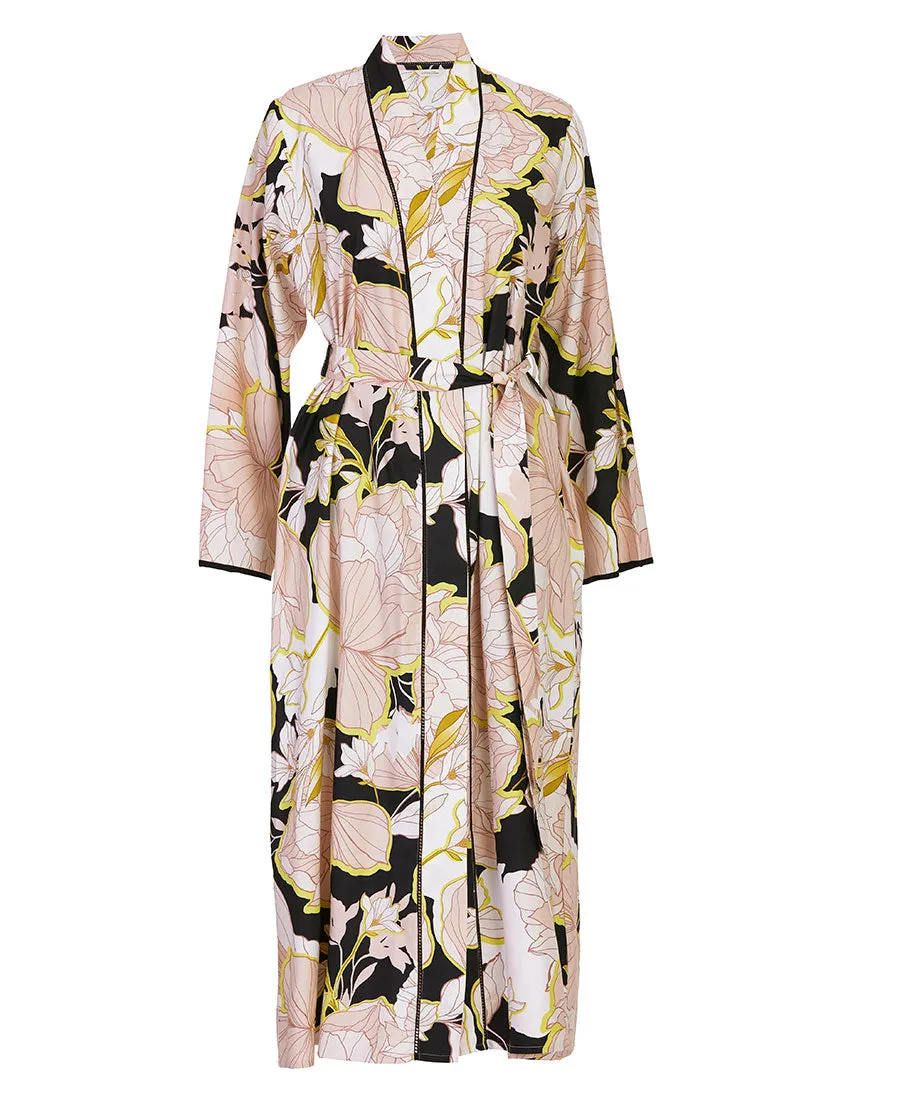 Carolynn Womens Lace Trim Floral Print Long Dressing Gown
