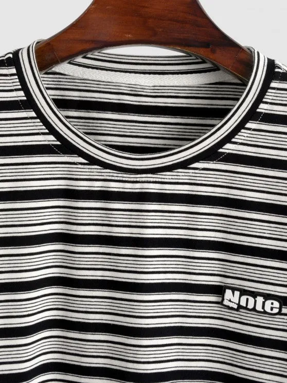 Casual Striped T Shirt And Drawstring Shorts
