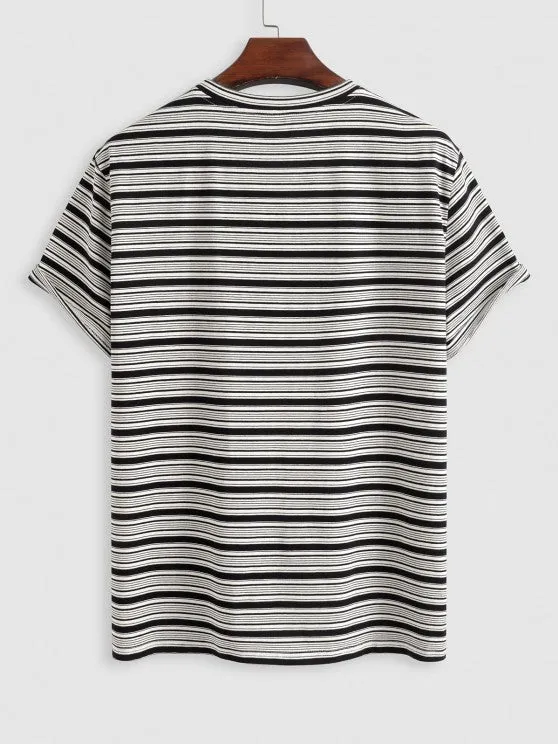 Casual Striped T Shirt And Drawstring Shorts