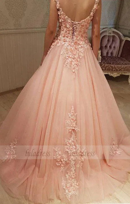 Chic Lace Flowers Embroidery Sweetheart  Ball Gowns Wedding Dresses For Bride