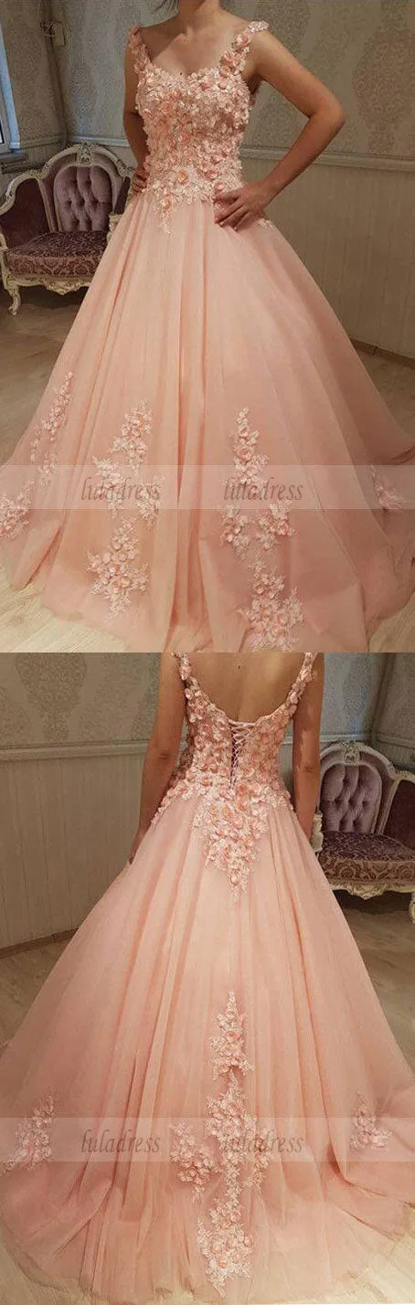 Chic Lace Flowers Embroidery Sweetheart  Ball Gowns Wedding Dresses For Bride