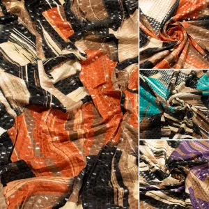 Clear Sequin Geometric Printed Stretch Crepe