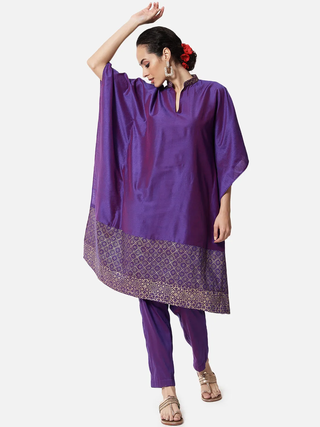 Cotton Silk Block Printed Kaftan