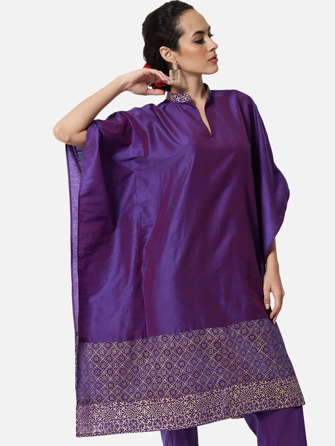 Cotton Silk Block Printed Kaftan