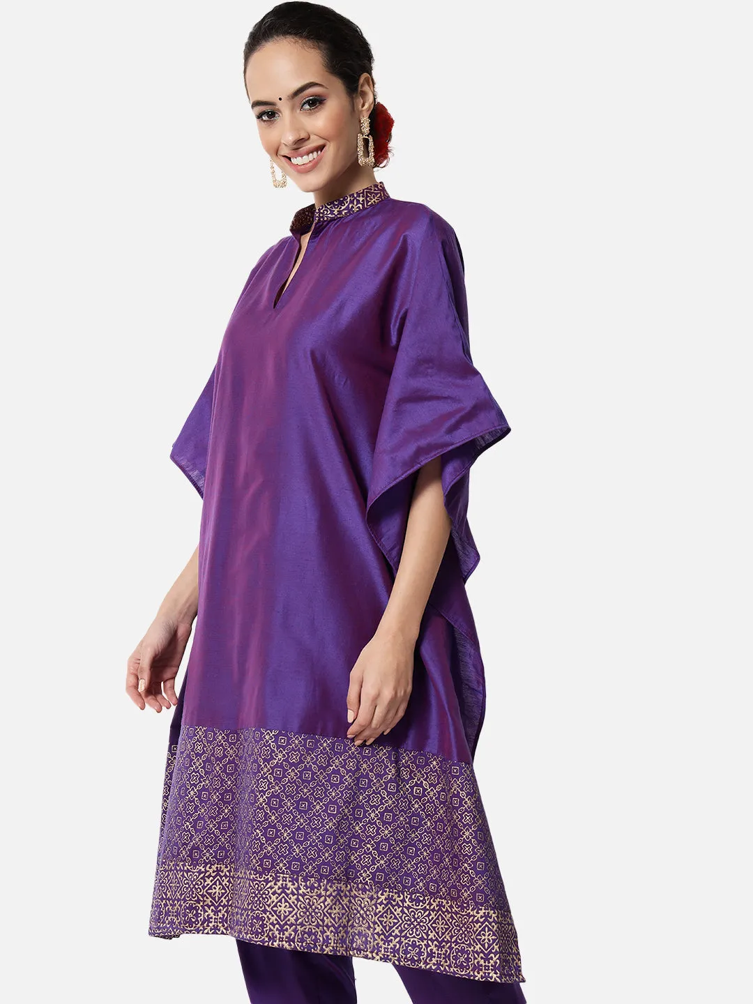 Cotton Silk Block Printed Kaftan
