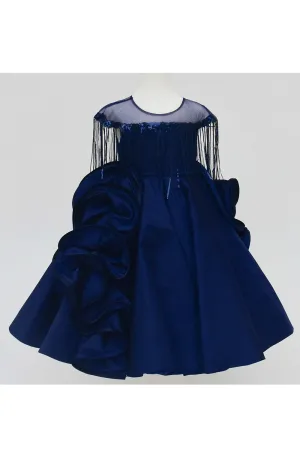 Dark blue silk gown