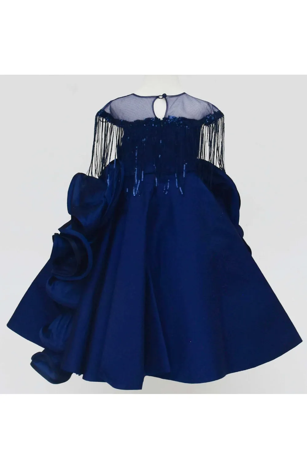 Dark blue silk gown