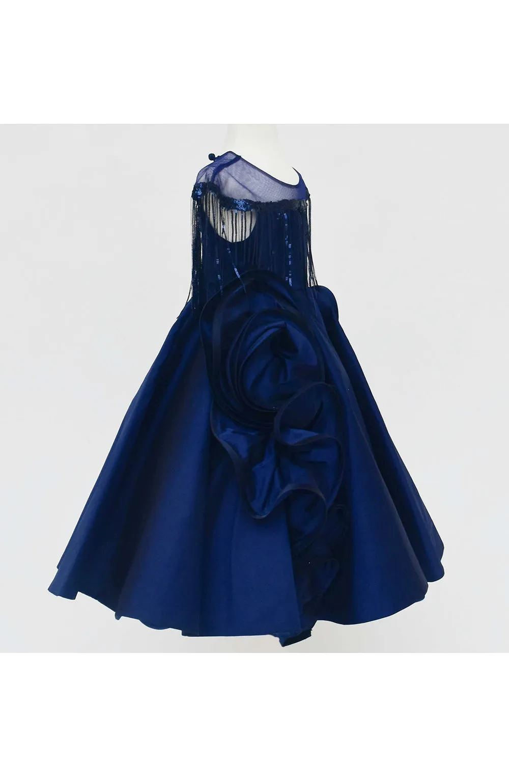 Dark blue silk gown