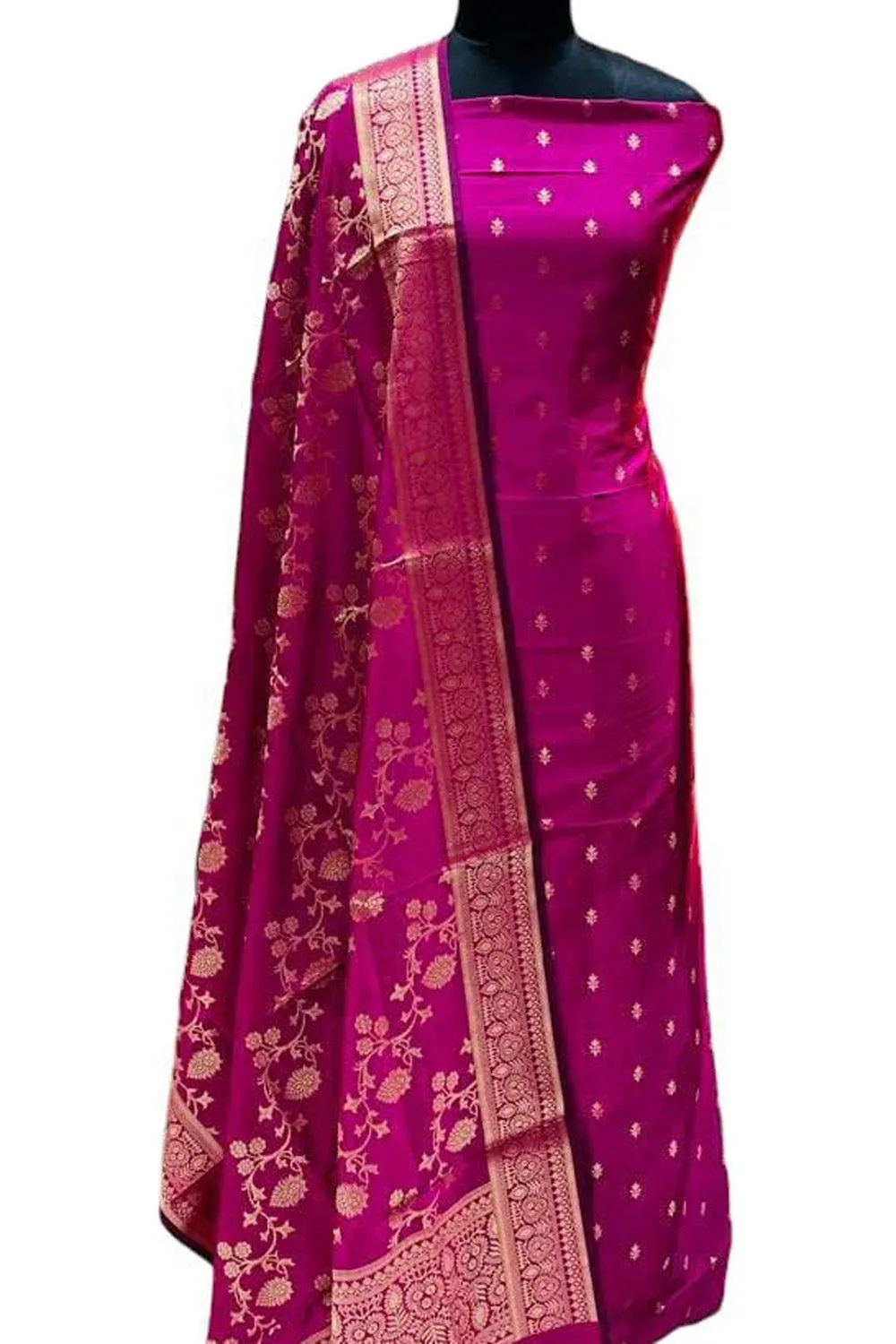 Elegant Pink Banarasi Silk Suit Set