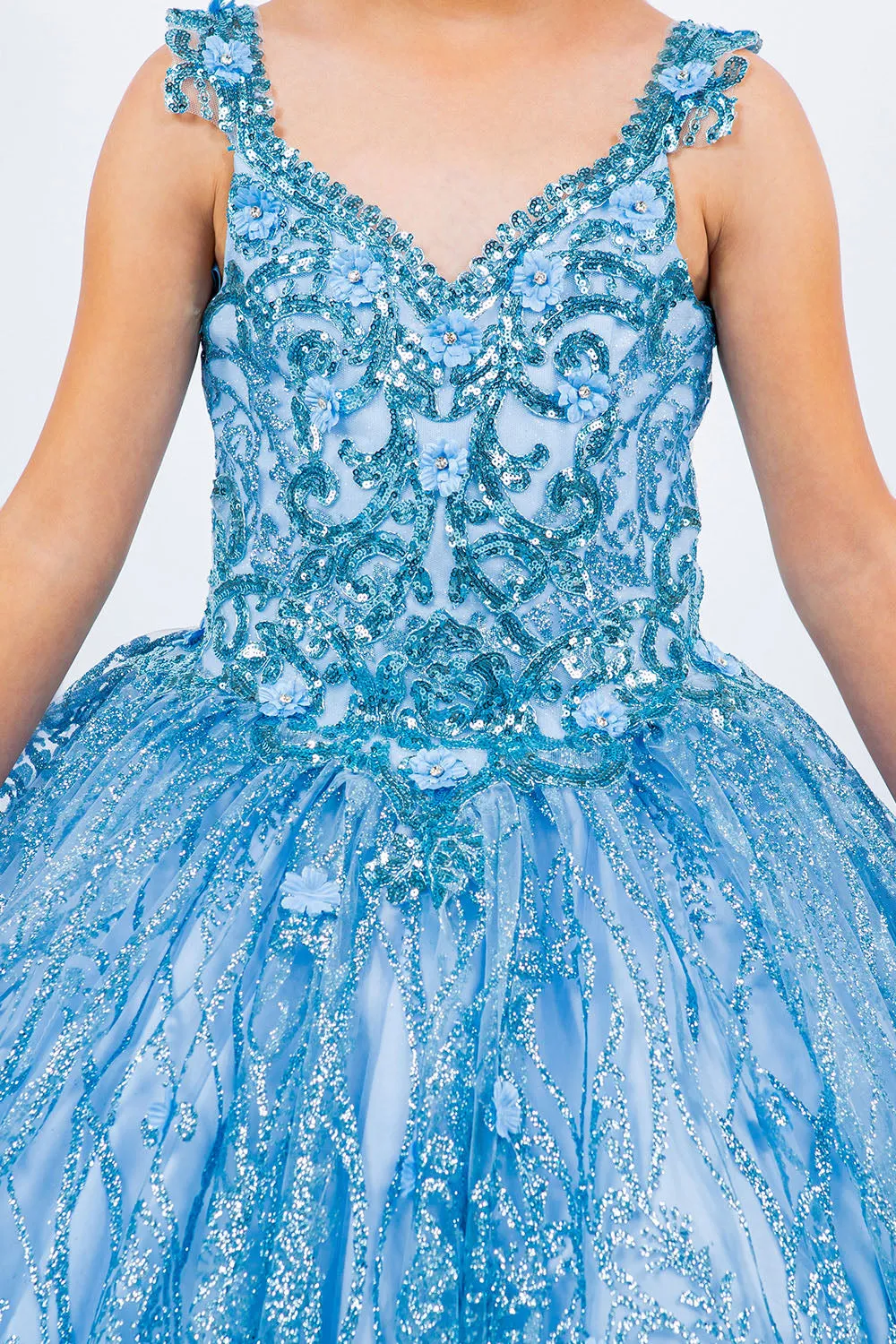 Embroidered Lace Applique Strapless Sheer Corset Ombre Ball Gown 2-16
