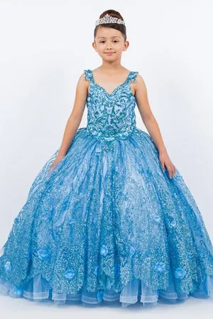 Embroidered Lace Applique Strapless Sheer Corset Ombre Ball Gown 2-16