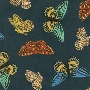 English Garden - Monarch Navy Linen Canvas Metallic Yardage