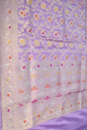 Exquisite Purple Banarasi Silk Dupatta - Handloom Katan