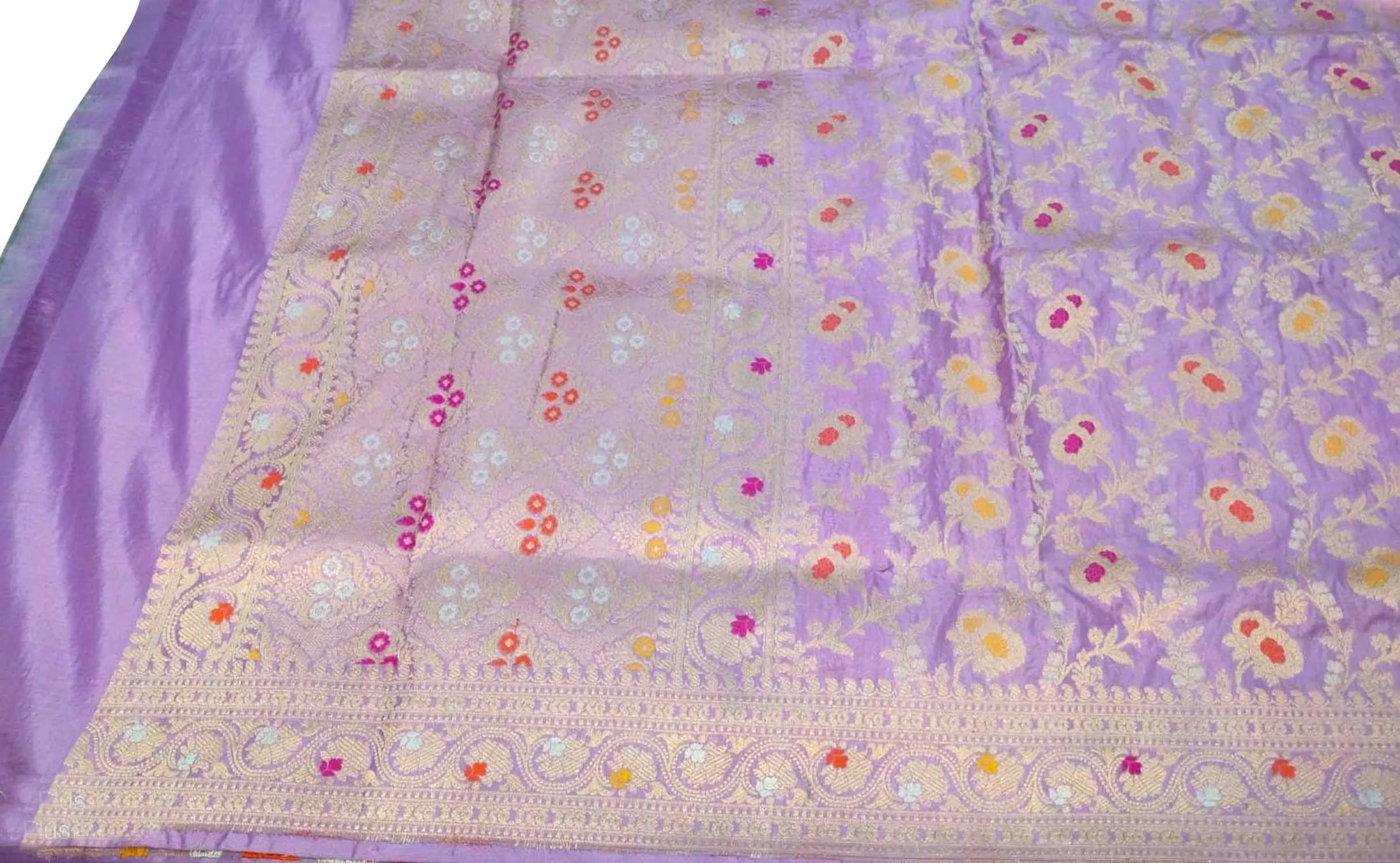 Exquisite Purple Banarasi Silk Dupatta - Handloom Katan