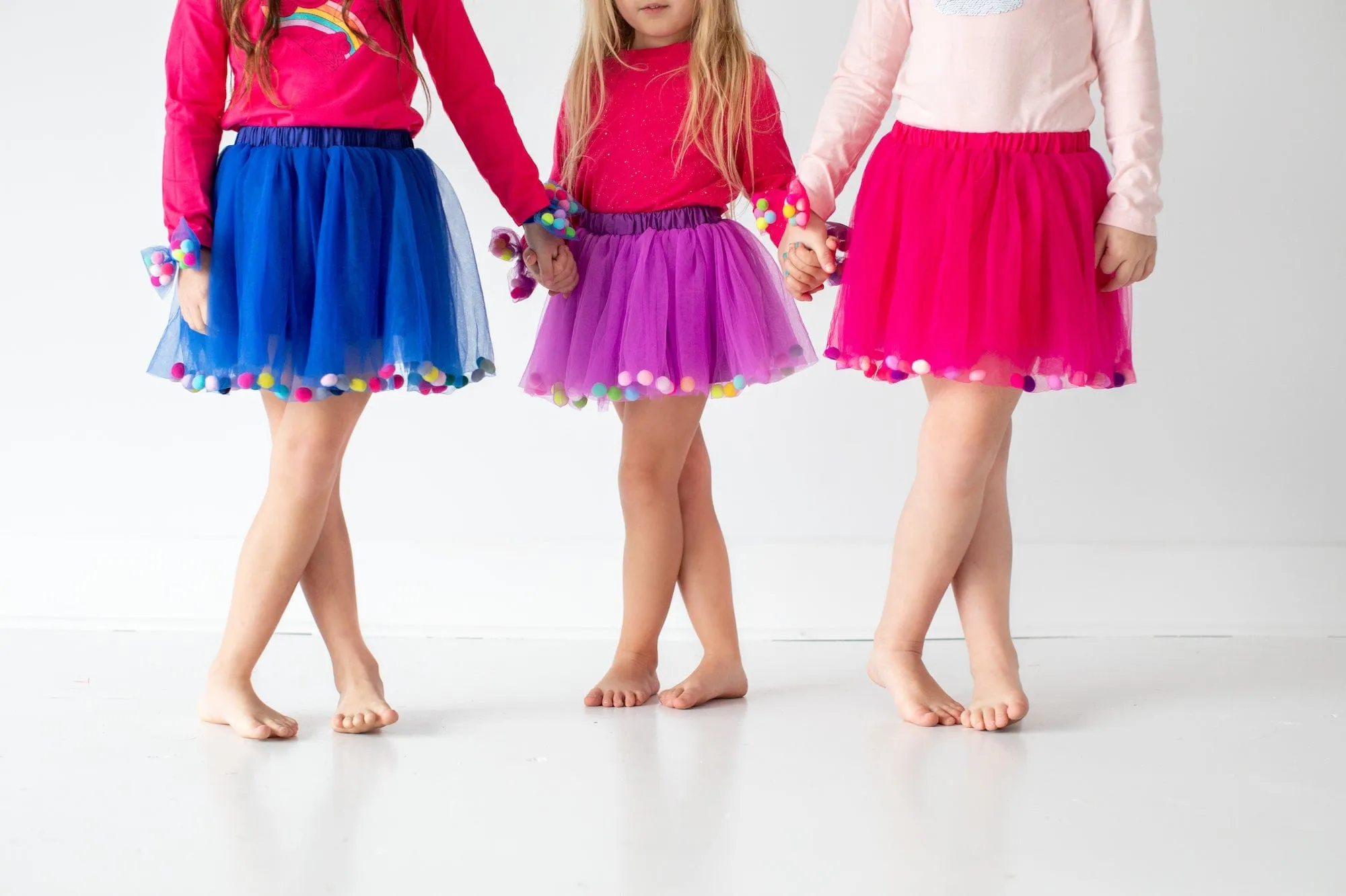 Fuchsia Tutu | Hot Pink Tutu For Girls | Pom Pom Tutu and Bow Hair Tie | 2Pcs Set