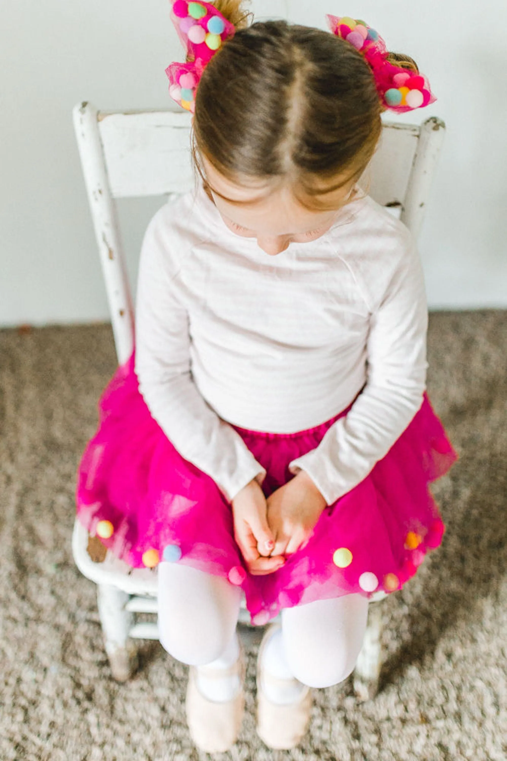 Fuchsia Tutu | Hot Pink Tutu For Girls | Pom Pom Tutu and Bow Hair Tie | 2Pcs Set