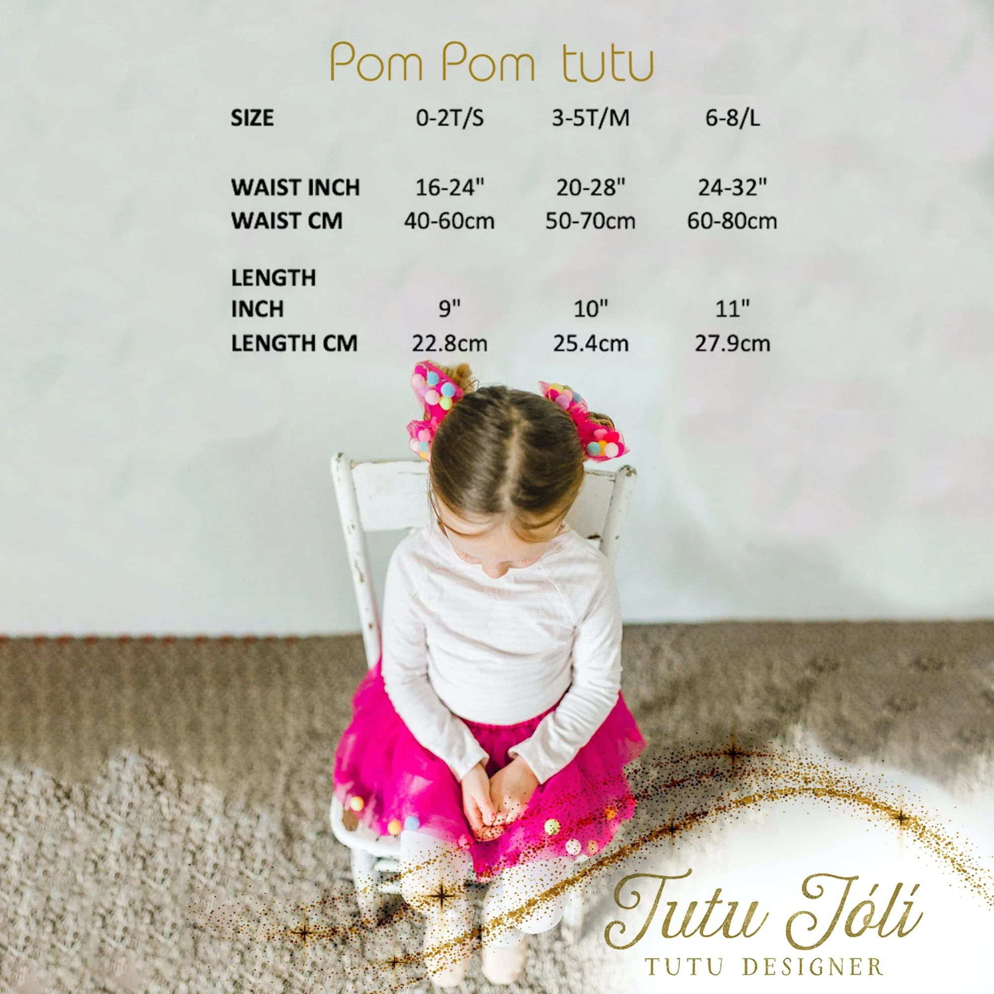 Fuchsia Tutu | Hot Pink Tutu For Girls | Pom Pom Tutu and Bow Hair Tie | 2Pcs Set