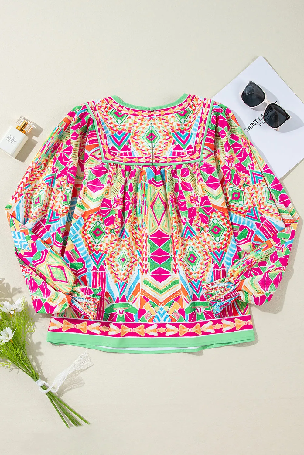 Geometric Long Sleeve Blouse
