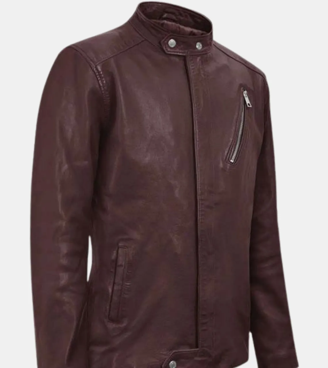 Gespare Men's Rosewood Biker's Leather Jacket