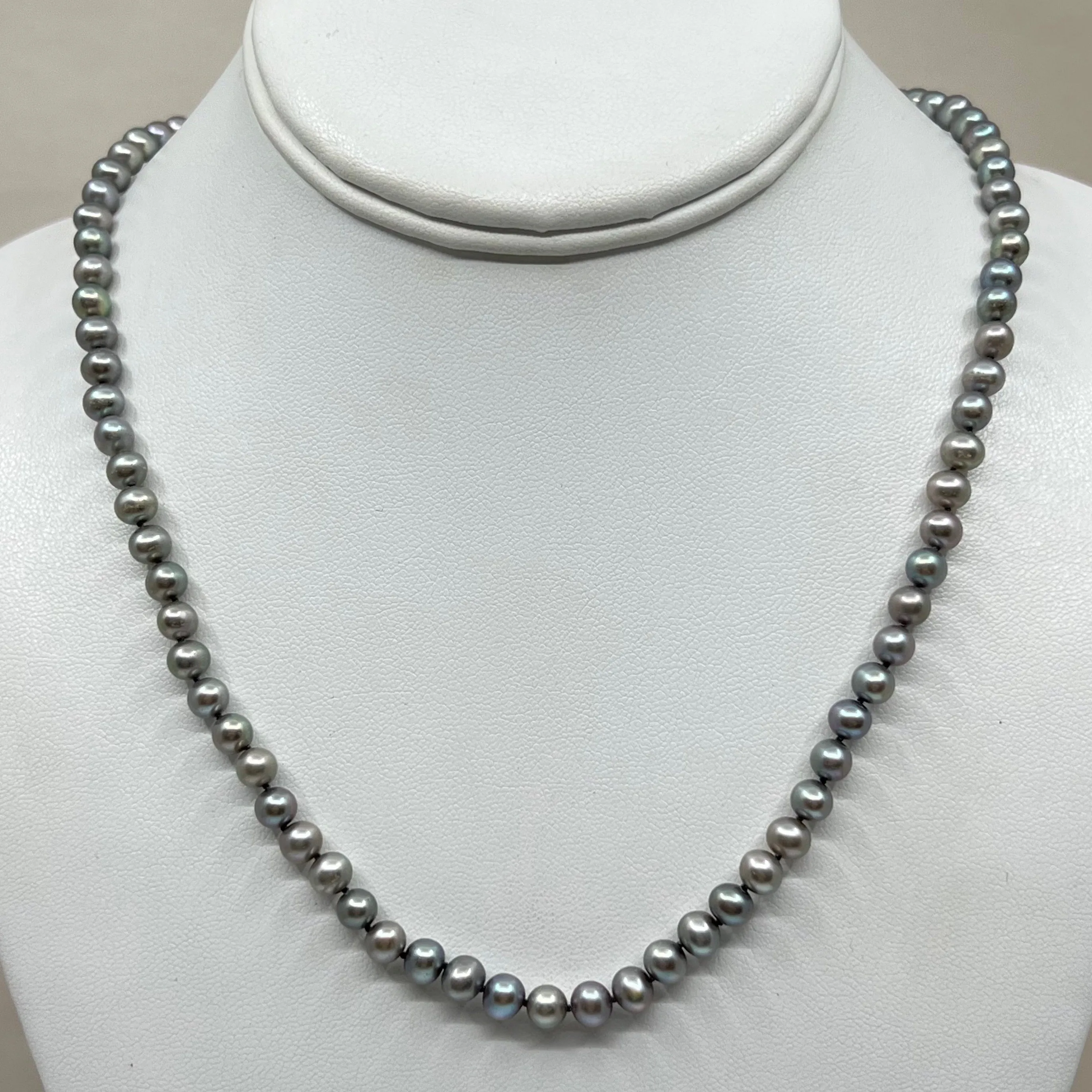 Gold filled freshwater gray pearl necklace