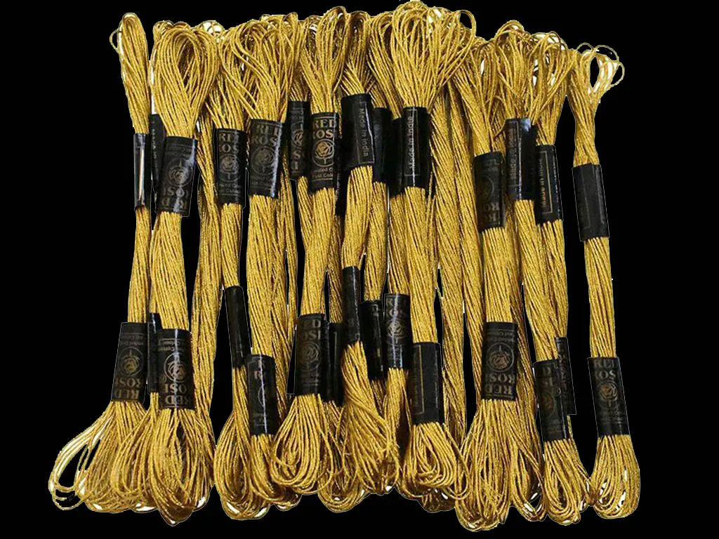 Golden Metallic Embroidery Cross Stitch Floss Threads