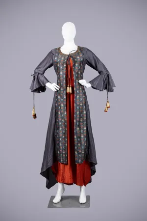 Gray Silk Gown with  Katdana Work