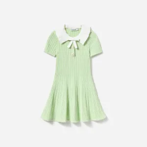 Green Ribbed Knit Dress