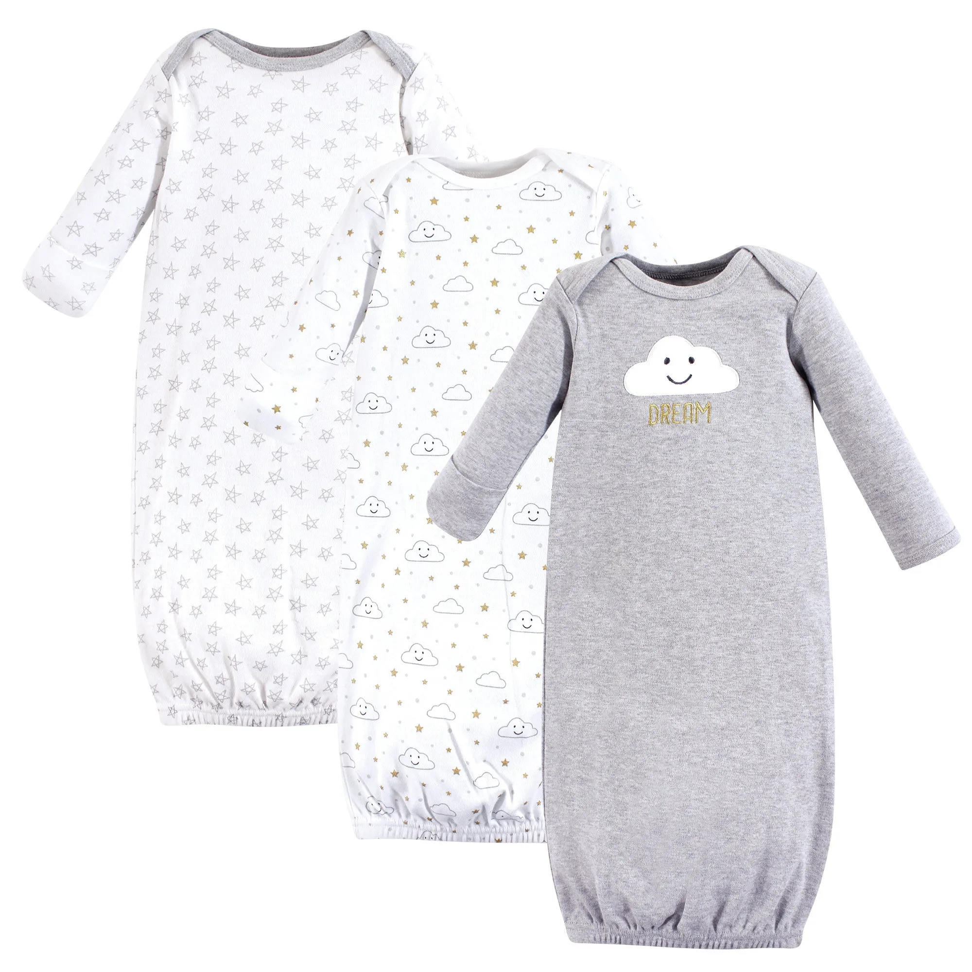 Hudson Baby Cotton Gowns, Gray Clouds