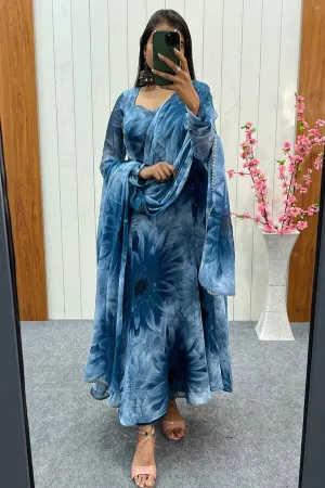 Indian Designer Gown With Dupatta For Women