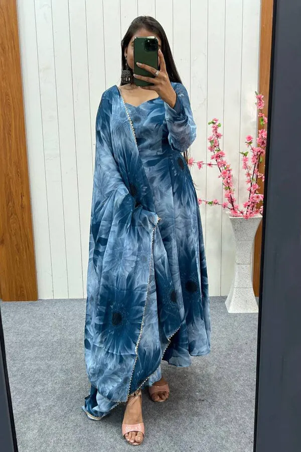 Indian Designer Gown With Dupatta For Women