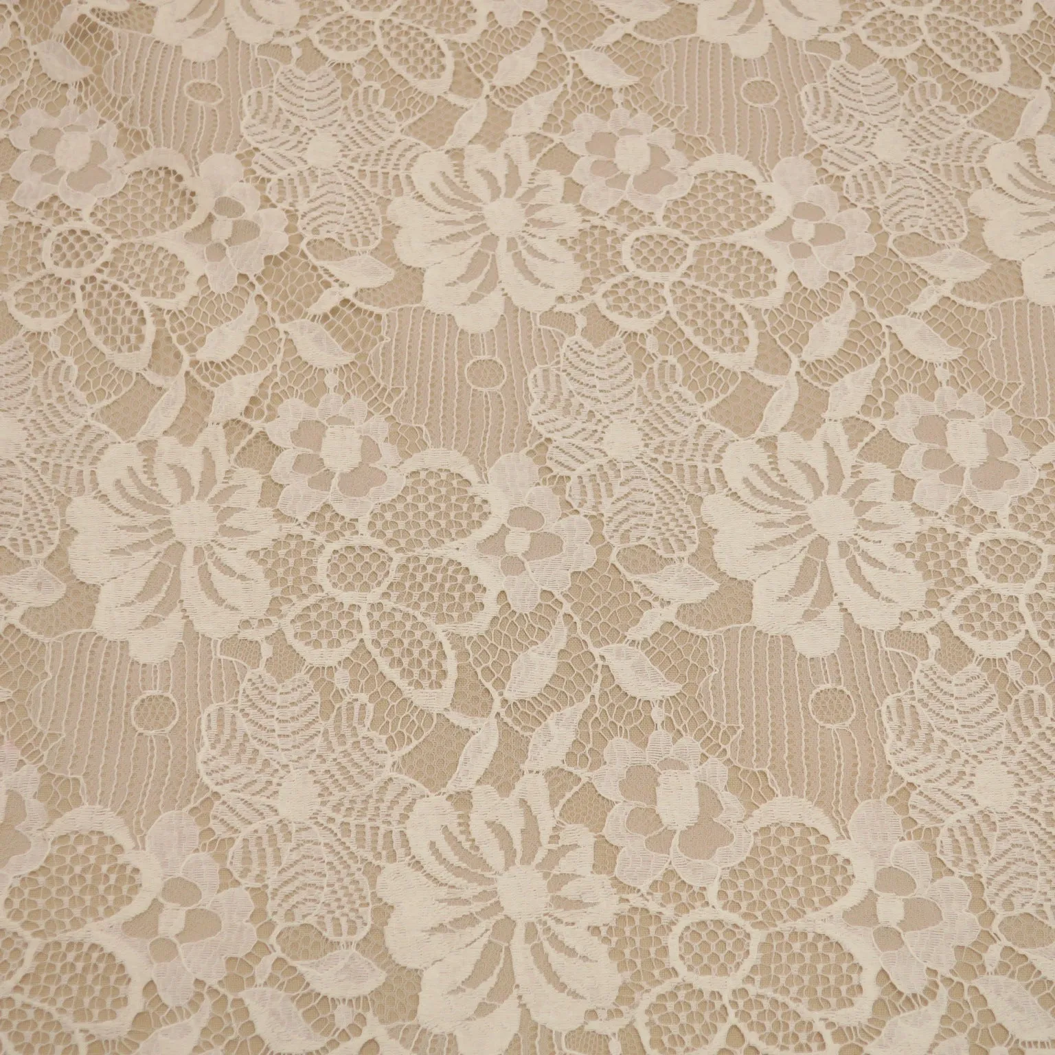 Ivory Embroidered Floral Double Scalloped Lace